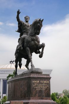 Tamerlane monument in Tashkent, capital of Uzbekistan