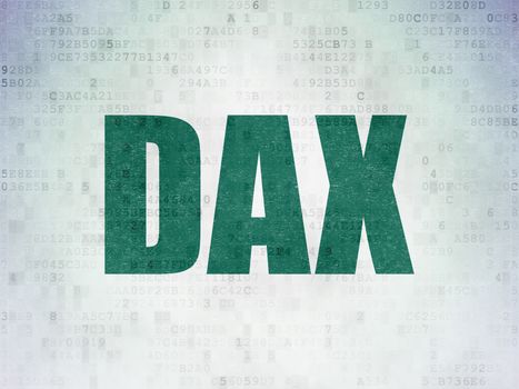 Stock market indexes concept: Painted green word DAX on Digital Data Paper background
