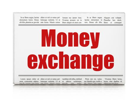 Banking concept: newspaper headline Money Exchange on White background, 3D rendering