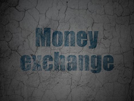 Banking concept: Blue Money Exchange on grunge textured concrete wall background