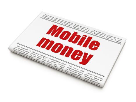 Banking concept: newspaper headline Mobile Money on White background, 3D rendering