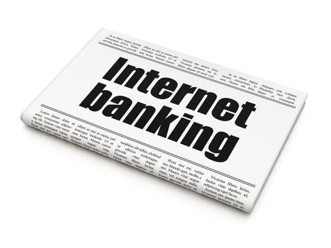 Money concept: newspaper headline Internet Banking on White background, 3D rendering