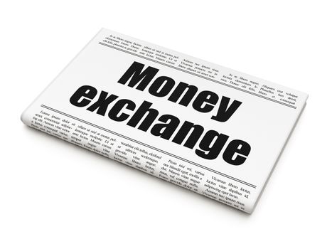 Banking concept: newspaper headline Money Exchange on White background, 3D rendering