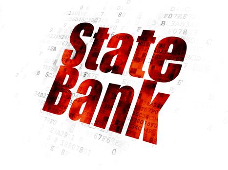 Banking concept: Pixelated red text State Bank on Digital background