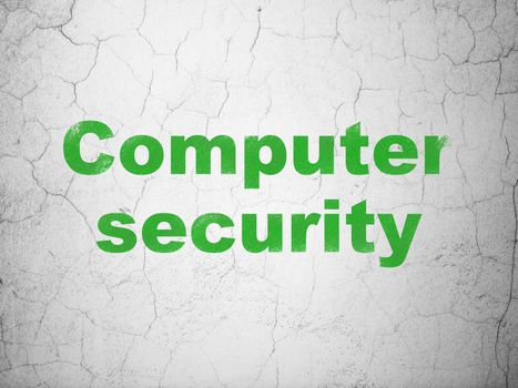 Protection concept: Green Computer Security on textured concrete wall background