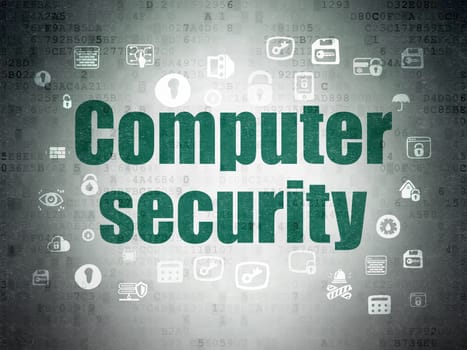 Protection concept: Painted green text Computer Security on Digital Data Paper background with  Hand Drawn Security Icons