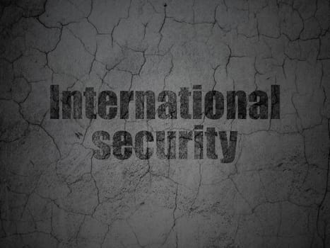 Security concept: Black International Security on grunge textured concrete wall background