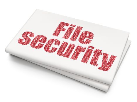 Safety concept: Pixelated red text File Security on Blank Newspaper background, 3D rendering