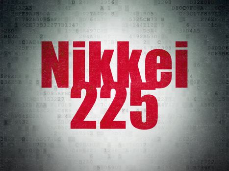 Stock market indexes concept: Painted red word Nikkei 225 on Digital Data Paper background