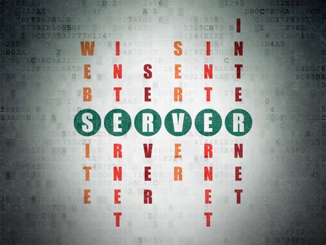 Web design concept: Painted green word Server in solving Crossword Puzzle on Digital Data Paper background