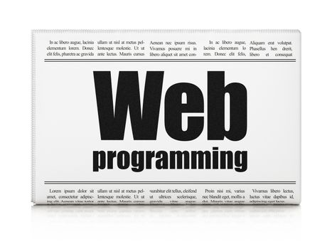 Web design concept: newspaper headline Web Programming on White background, 3D rendering