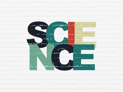 Science concept: Painted multicolor text Science on White Brick wall background