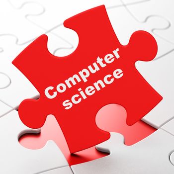 Science concept: Computer Science on Red puzzle pieces background, 3D rendering