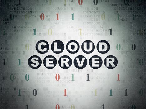 Cloud networking concept: Painted black text Cloud Server on Digital Data Paper background with Binary Code