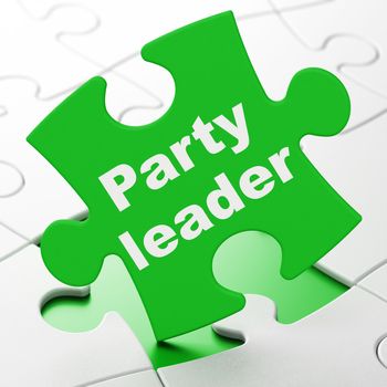 Political concept: Party Leader on Green puzzle pieces background, 3D rendering