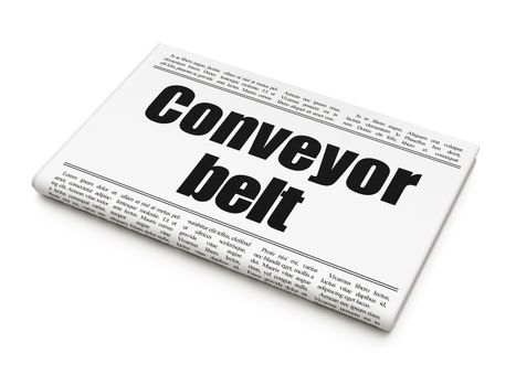 Industry concept: newspaper headline Conveyor Belt on White background, 3D rendering