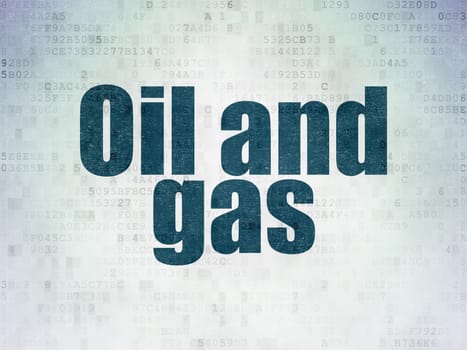 Industry concept: Painted blue word Oil and Gas on Digital Data Paper background