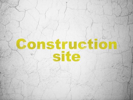 Construction concept: Yellow Construction Site on textured concrete wall background