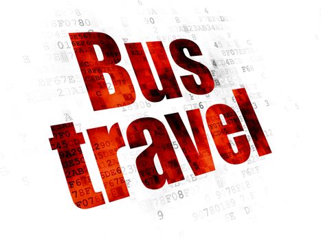 Tourism concept: Pixelated red text Bus Travel on Digital background