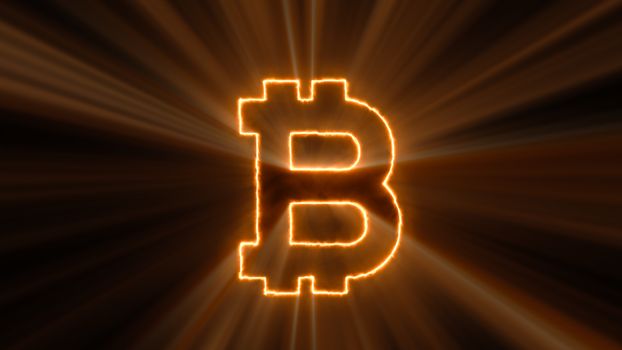 Abstract background with bitcoin sign. 3d rendering