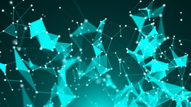 Abstract Polygonal Space Background with Connecting Dots and Lines. 3d rendering