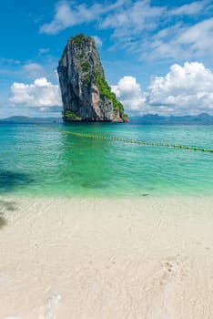 beach area on Poda Island, vertical photography orientation, Thailand