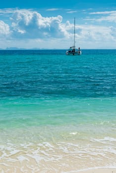 a sunny day in Thailand, a catamaran in the Andaman Sea, a beautiful landscape