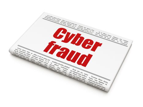 Security concept: newspaper headline Cyber Fraud on White background, 3D rendering