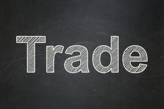 Finance concept: text Trade on Black chalkboard background