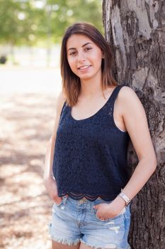 Beautiful Young Ethnic Woman Portrait Outside.