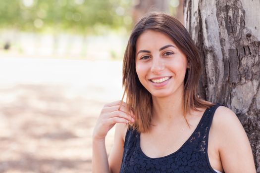 Beautiful Young Ethnic Woman Portrait Outside.