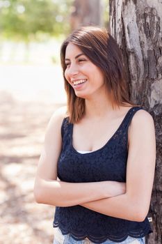 Beautiful Young Ethnic Woman Portrait Outside.