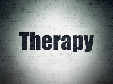 Health concept: Painted black word Therapy on Digital Data Paper background