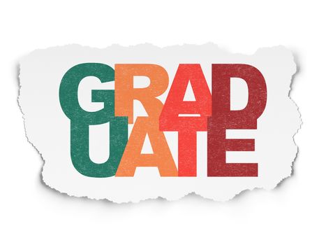 Education concept: Painted multicolor text Graduate on Torn Paper background