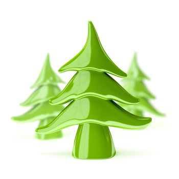 3d illustration of a green pottery christmas tree