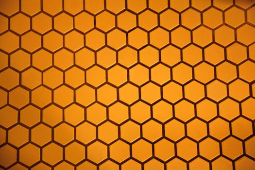 A tiled floor with a lot of hexagon shapes