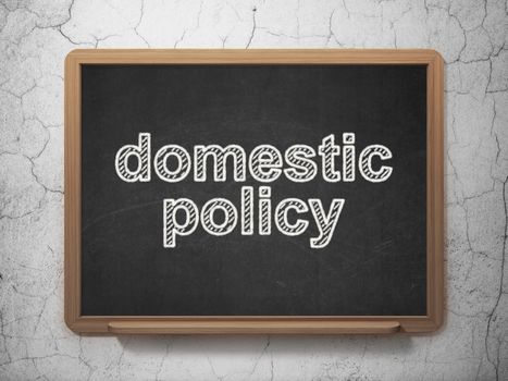 Politics concept: text Domestic Policy on Black chalkboard on grunge wall background, 3D rendering