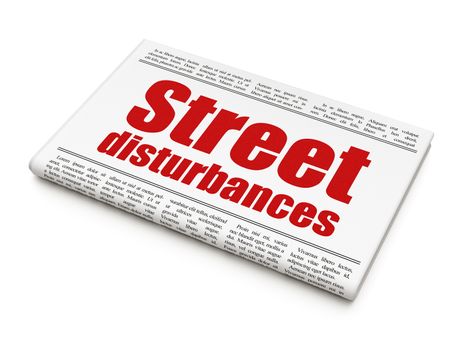 Politics concept: newspaper headline Street Disturbances on White background, 3D rendering