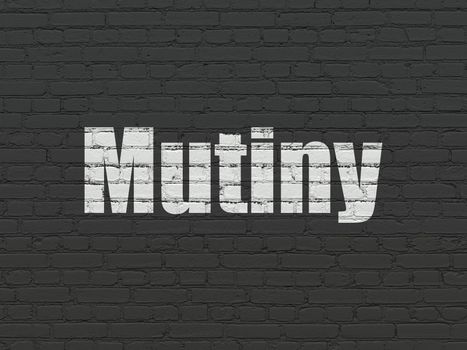 Politics concept: Painted white text Mutiny on Black Brick wall background