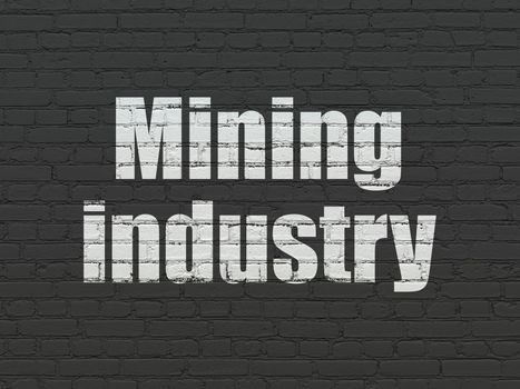 Industry concept: Painted white text Mining Industry on Black Brick wall background