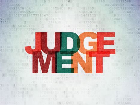 Law concept: Painted multicolor text Judgement on Digital Data Paper background