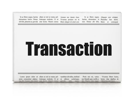 Currency concept: newspaper headline Transaction on White background, 3D rendering