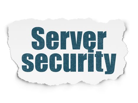 Security concept: Painted blue text Server Security on Torn Paper background with Scheme Of Hexadecimal Code
