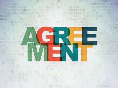 Business concept: Painted multicolor text Agreement on Digital Data Paper background