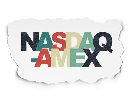 Stock market indexes concept: Painted multicolor text NASDAQ-AMEX on Torn Paper background