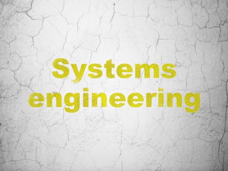 Science concept: Yellow Systems Engineering on textured concrete wall background