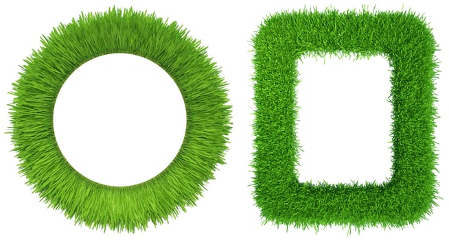 Set grass frame isolated on white background. 3d rendering.