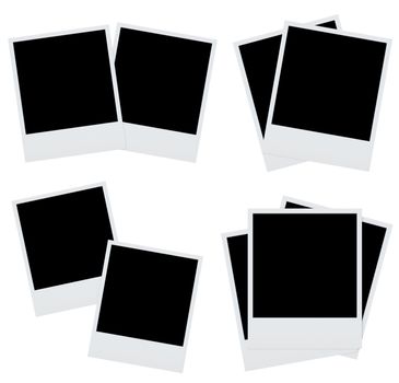 Set blank photography frame on white backround. 3d rendering.