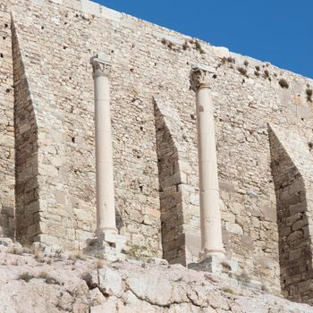 Old details of the Athenian Acropolis, Greece