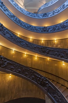 VATICAN CITY - SEPTEMBER 27: The unique staircase built by Bramante inside the Vatican Museum on September 27, 2014 in Vatican City